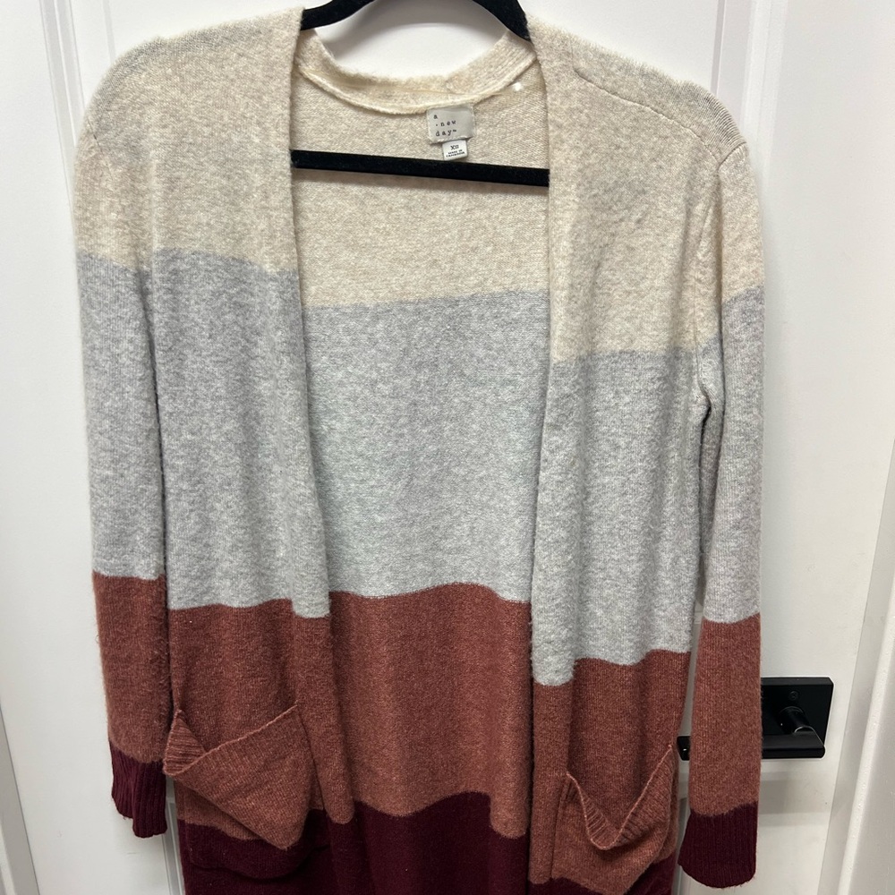 A New Day Beige and Light Gray Cardigan